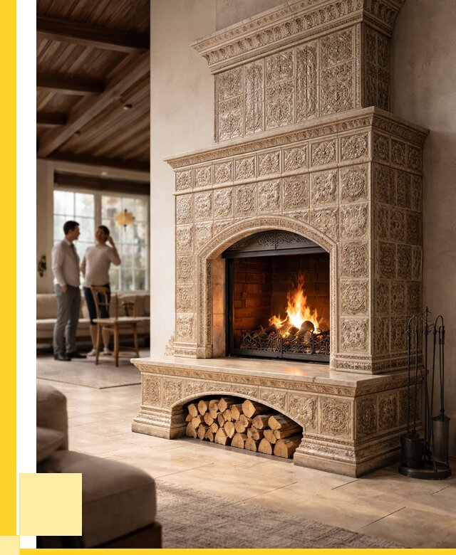 Купить изразцовый камин в Елизове от 253200 р. | ЭриданЛзв