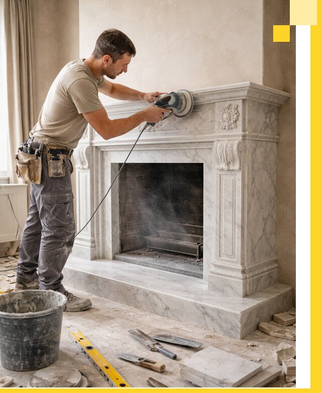 Изготовление и установка мраморных каминов в Елизове под ключ