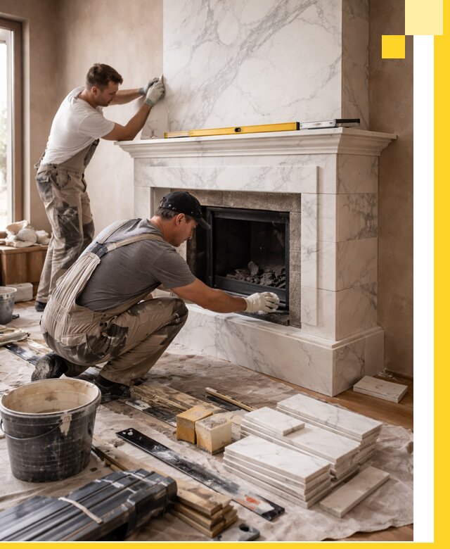 Отделка каминов в Елизове качественные облицовочные работы