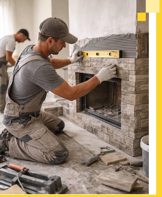 Облицовка каминов в Елизове, монтаж и отделка натуральным камнем