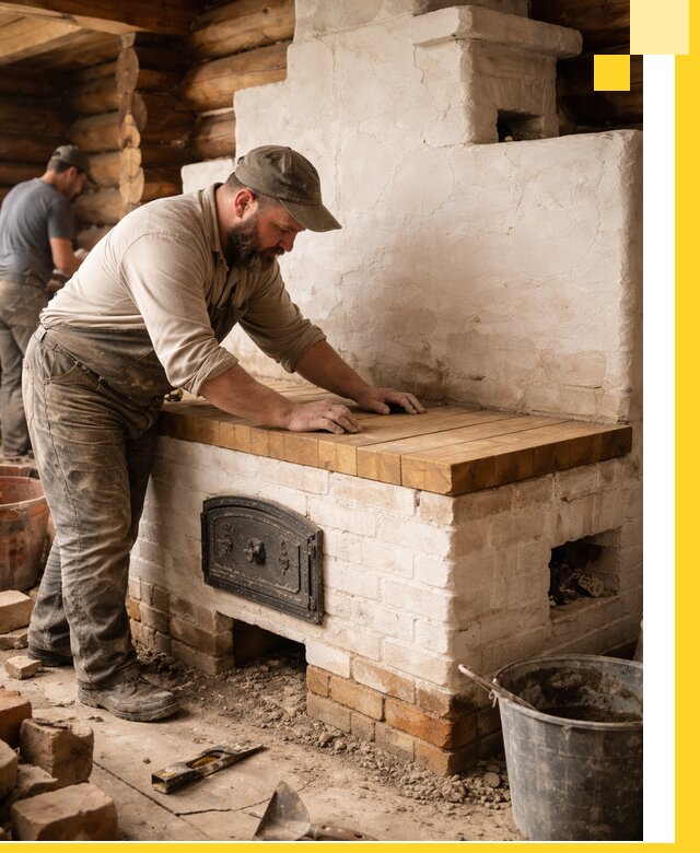 Проектирование и установка русской печи с лежанкой в Елизове