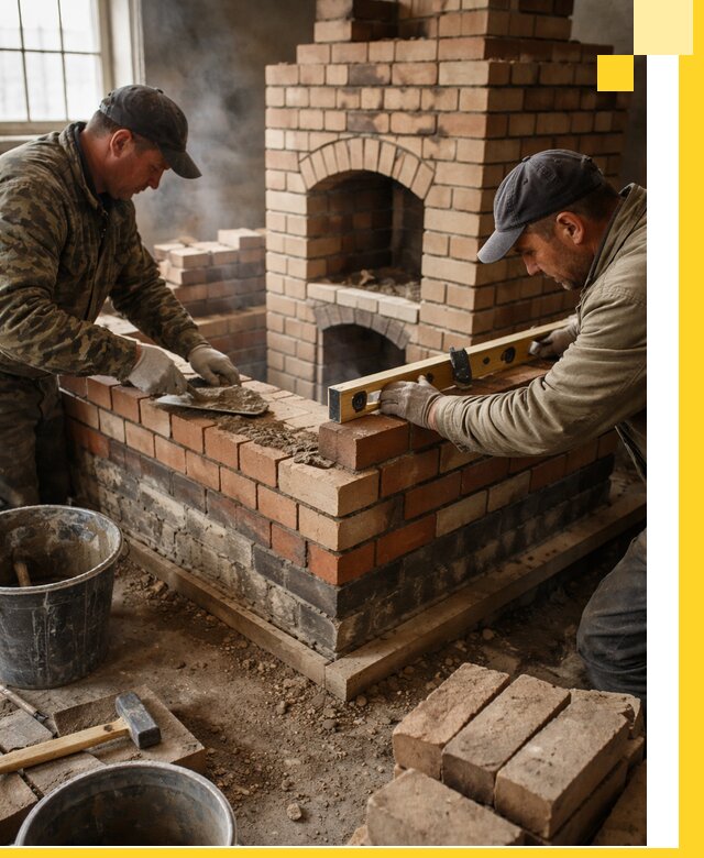 Изготовление и монтаж печей и каминов из кирпича в Елизове