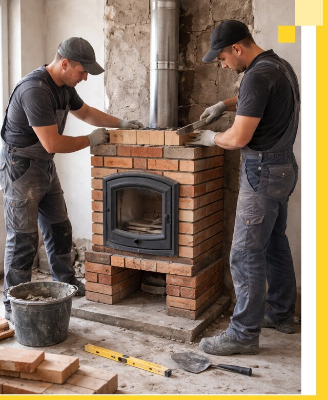 Монтаж печи камина под ключ в Елизове с гарантией и пусконаладкой