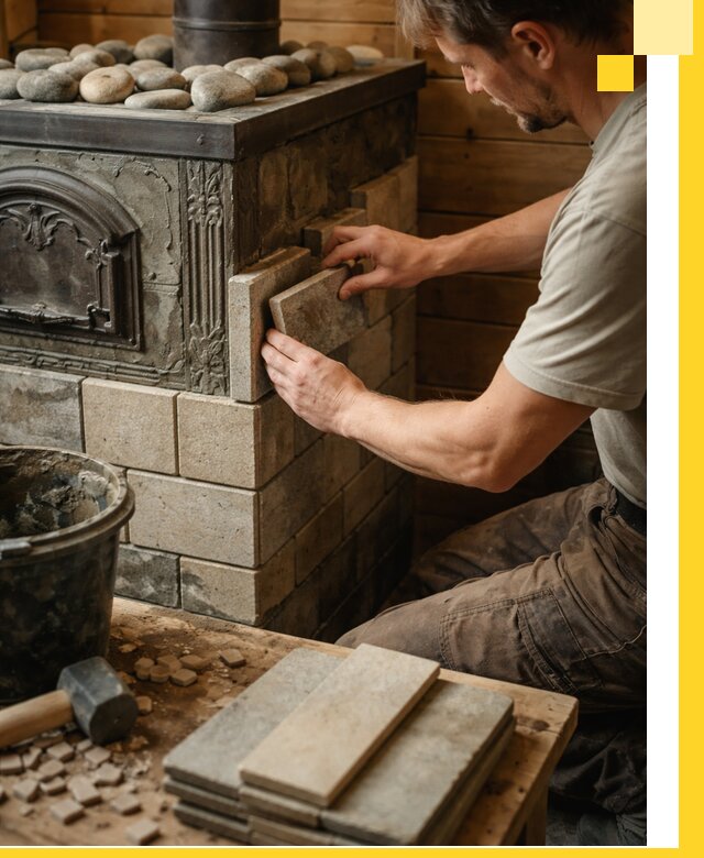 Облицовка банных печей в Елизове профессиональная отделка