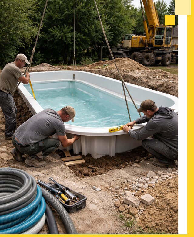 Установка и монтаж композитных бассейнов под ключ в Елизове