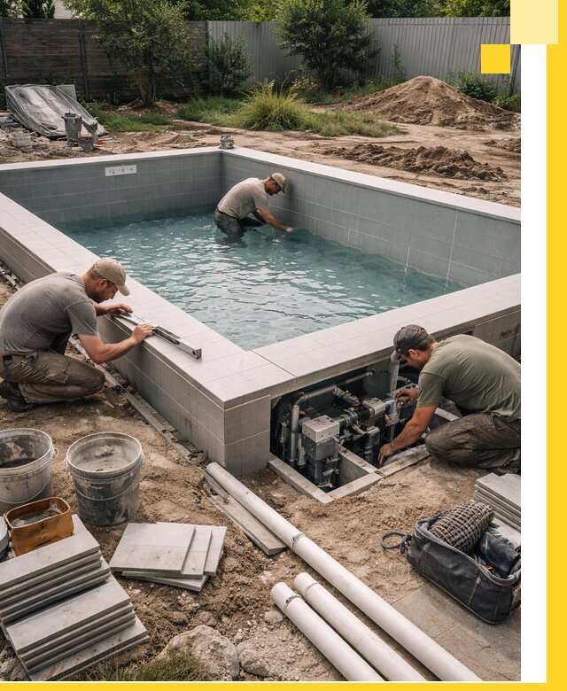 Строительство и монтаж бассейнов для дачи под ключ в Елизове