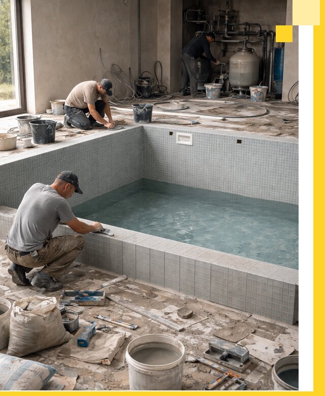 Строительство и монтаж бассейнов в помещении в Елизове