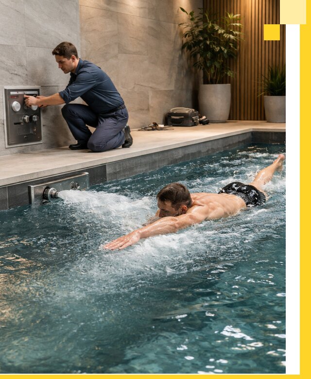 Проектирование и монтаж бассейнов с противотоком в Елизове