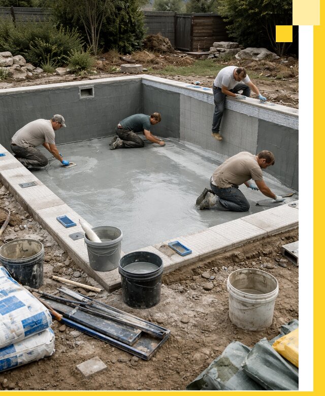 Изготовление и монтаж чаши бассейна под ключ в Елизове