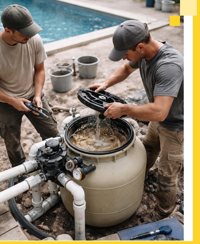 Установка и обслуживание песочных фильтров для бассейнов в Елизове