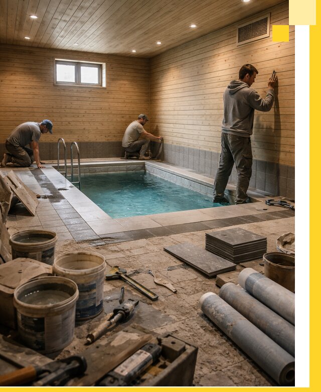 Строительство бани с бассейном и сауной под ключ в Елизове