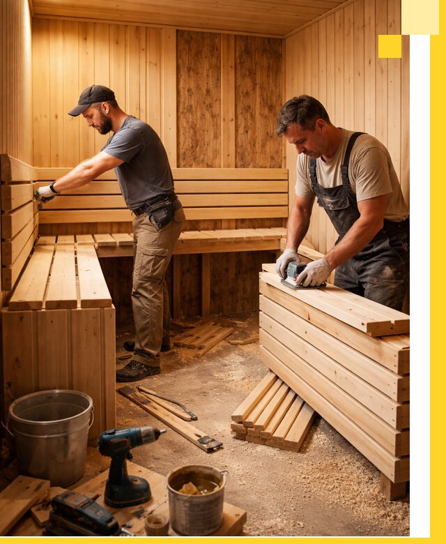 Профессиональный комплексный ремонт саун под ключ в Елизове