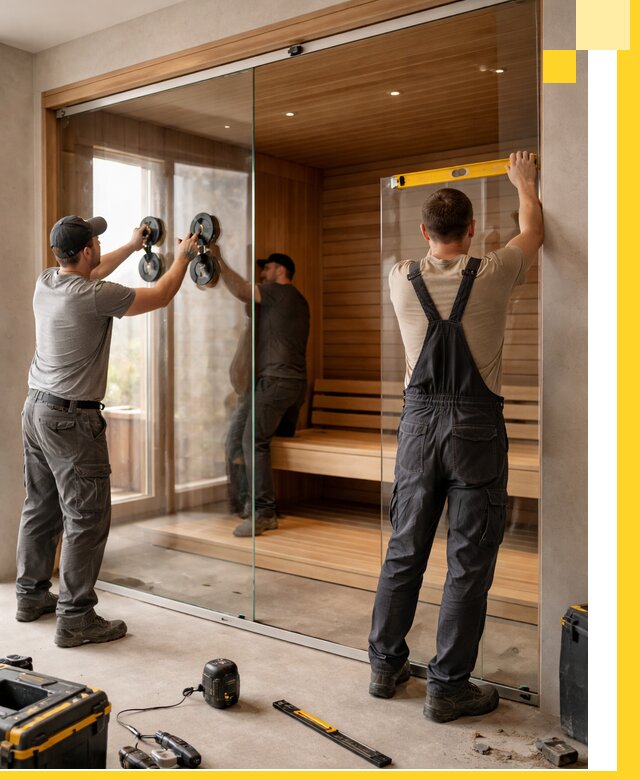 Производство и монтаж стеклянных саун под ключ в Елизове