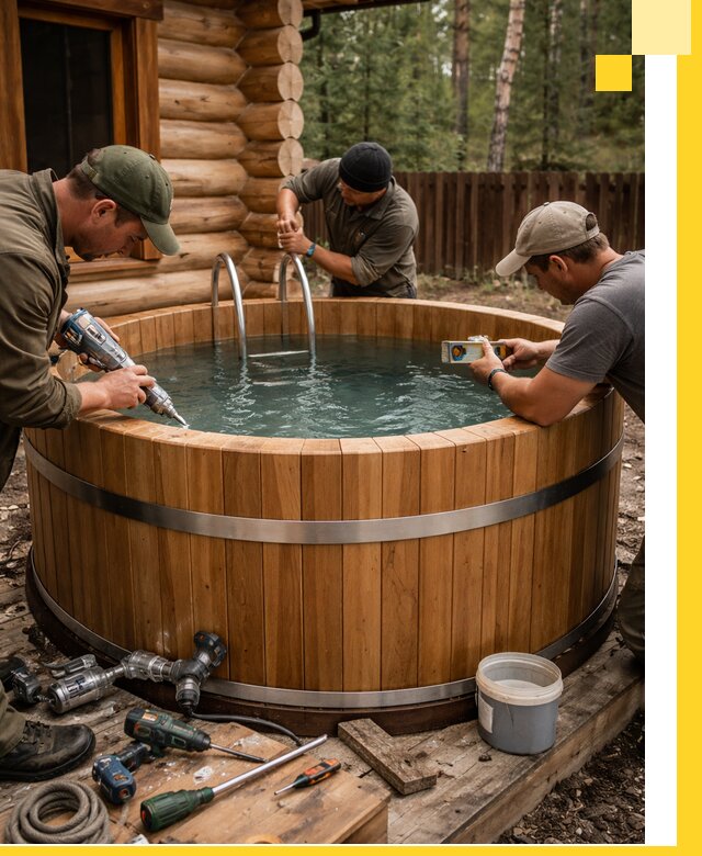 Строительство бань с купелью под ключ и отделкой в Елизове