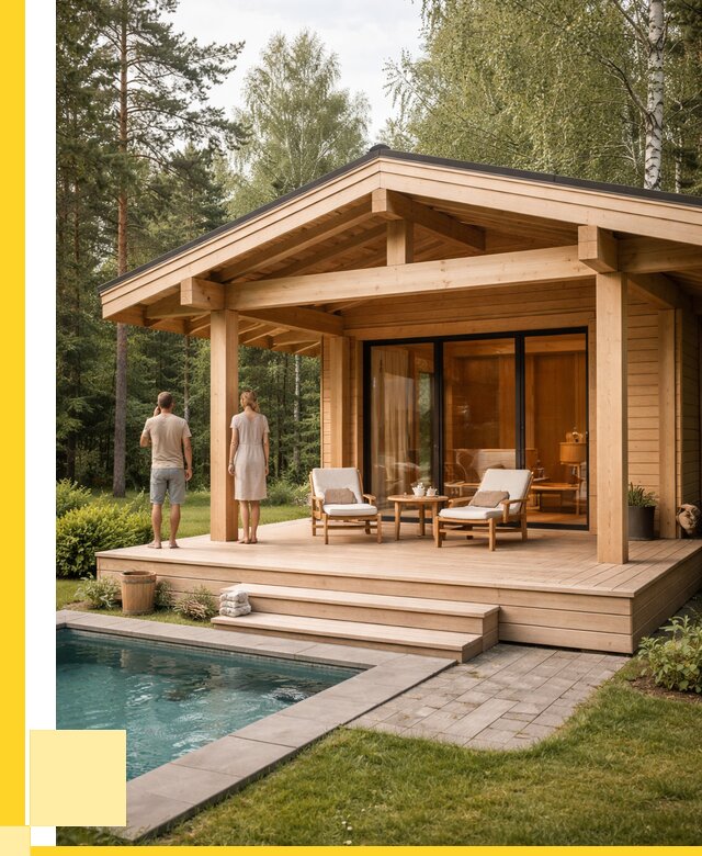 Бани с террасой под ключ в Елизове от 607680 р. | ЭриданЛзв