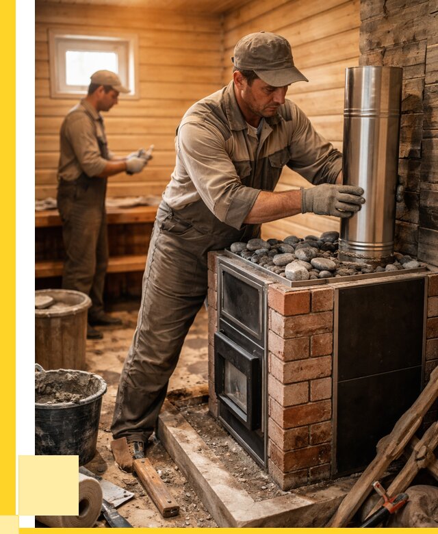 Монтаж печи в бане под ключ в Елизове от 20256 р. | ЭриданЛзв