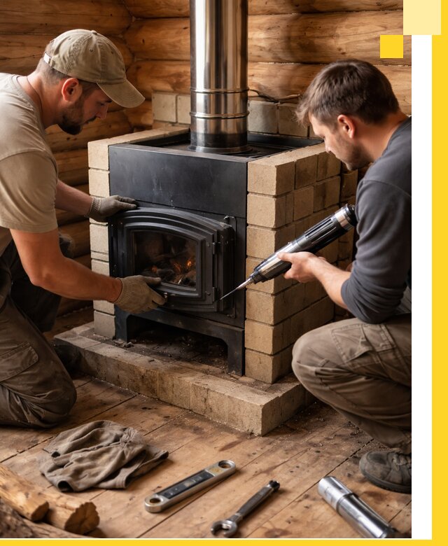 Монтаж и установка печи в бане под ключ с гарантией в Елизове