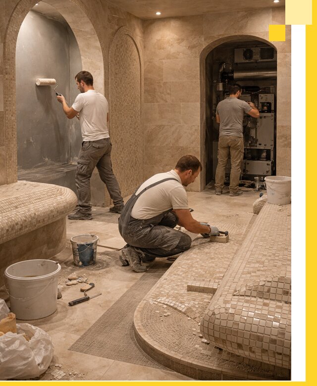 Строительство бани с хамамом и бассейном под ключ в Елизове