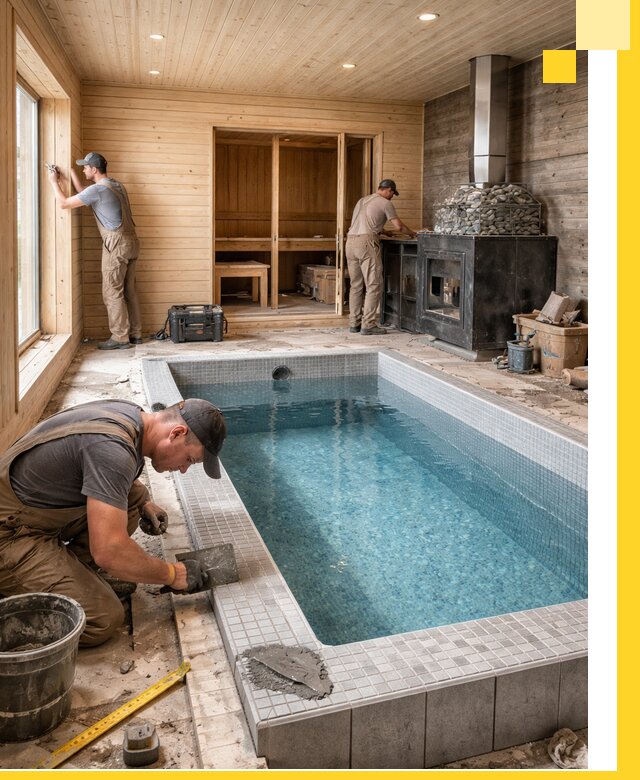 Проект бани с бассейном и сауной в Елизове под ключ