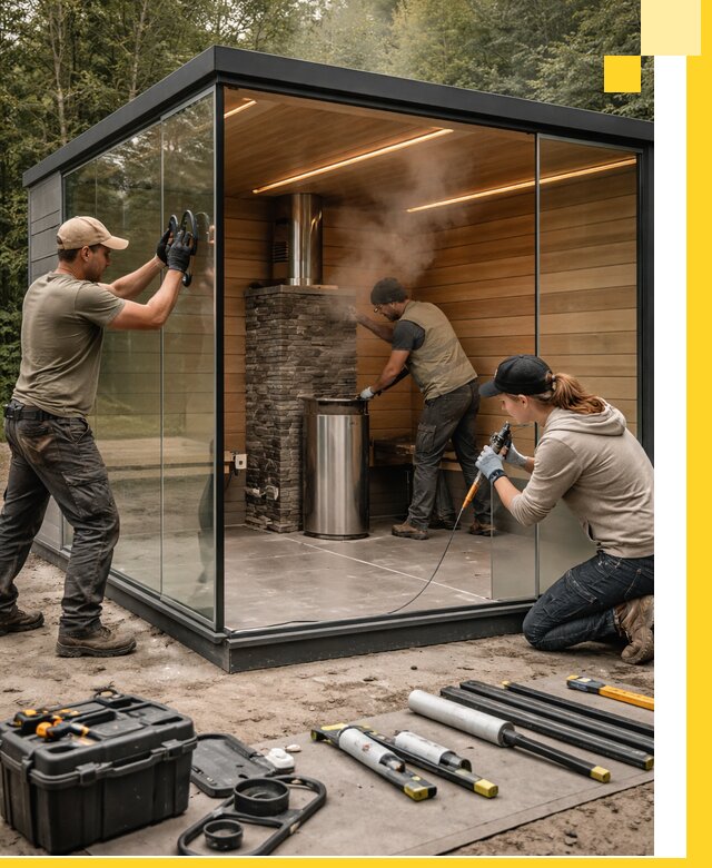 Проектирование и строительство стеклянных бань в Елизове