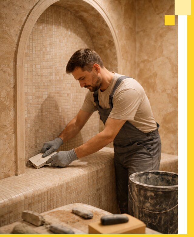 Профессиональная отделка хамамов с мозаикой под ключ в Елизове