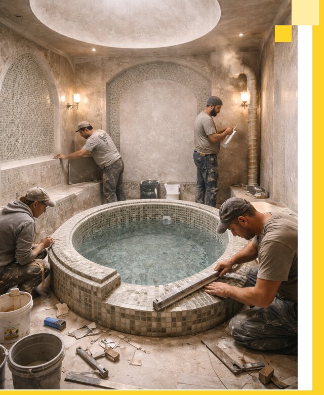 Профессиональное строительство хамама с бассейном в Елизове под ключ