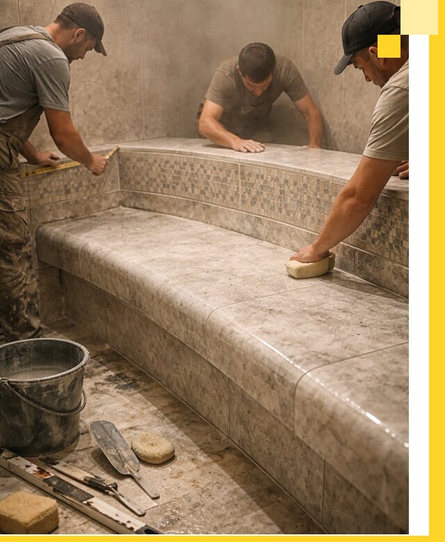 Изготовление и установка сидений для хамама в Елизове